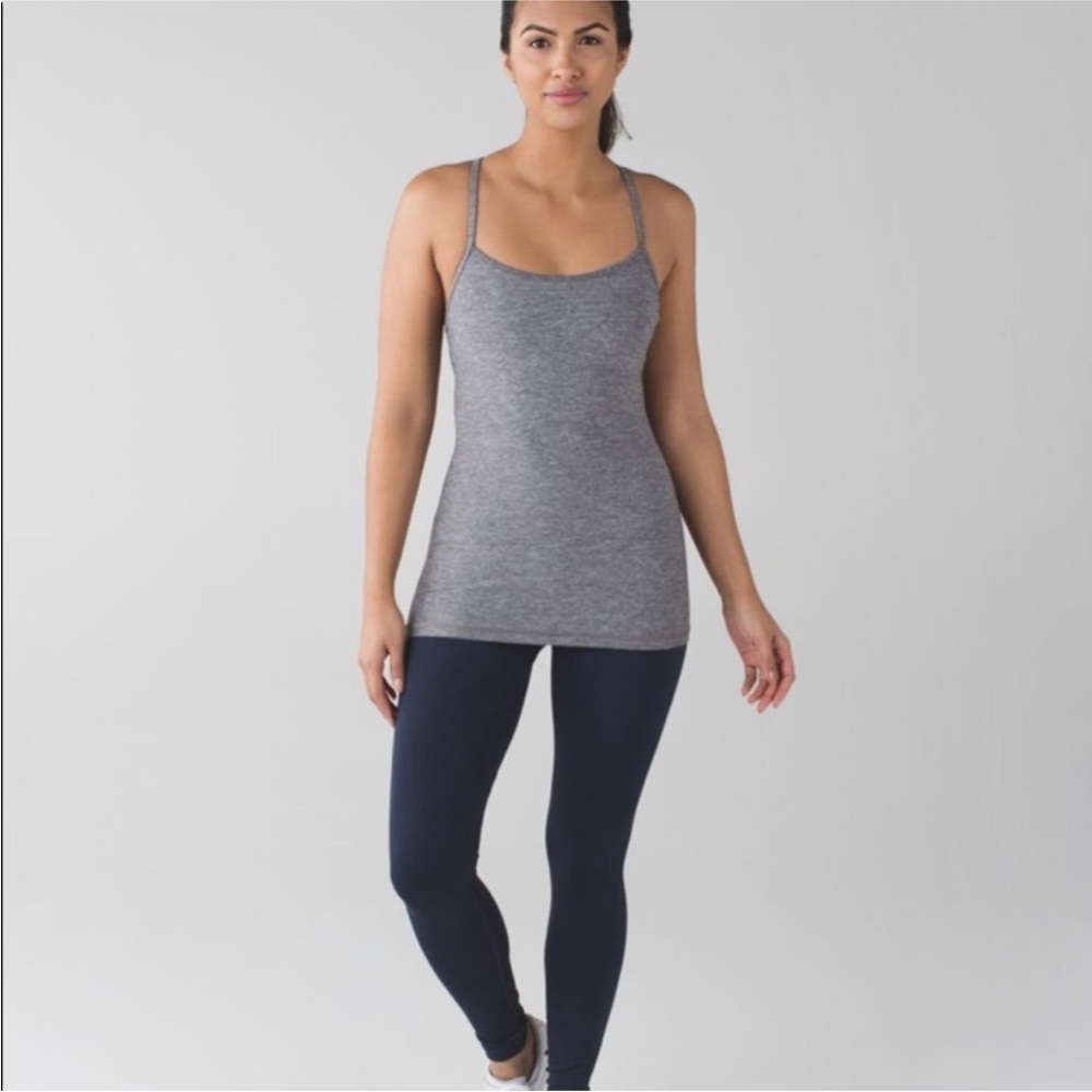 LULULEMON Y back gray tank with built in bra size 6